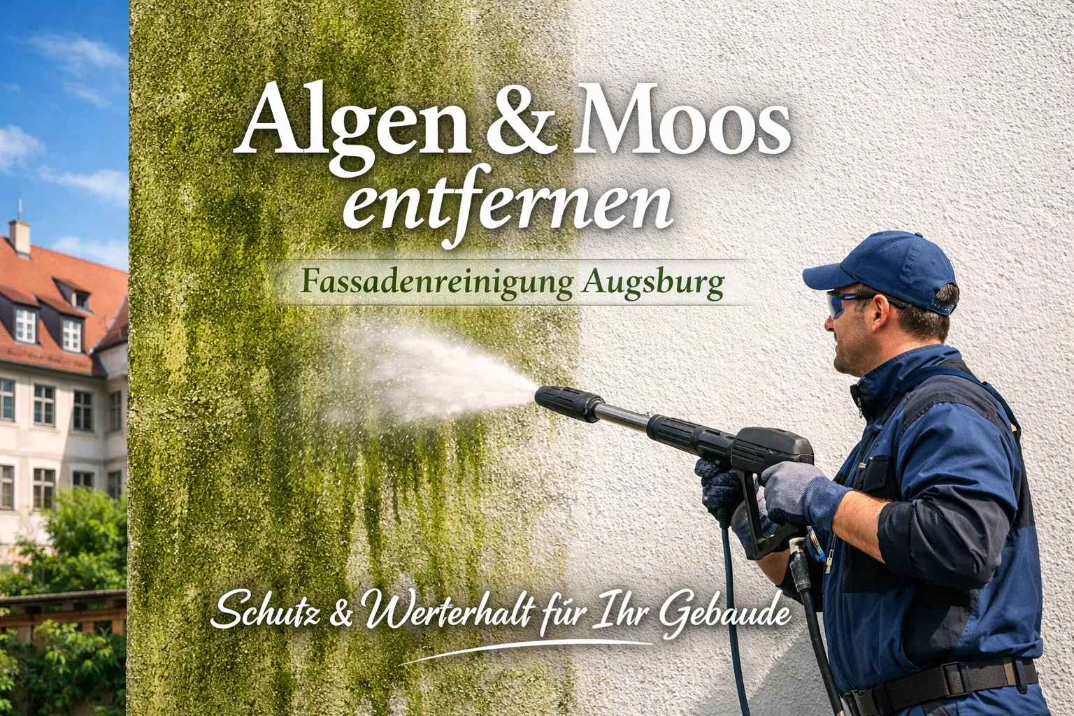 Algen & Moos von Fassade entfernen
