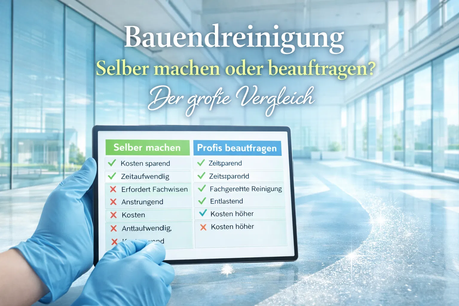 Bauendreinigung selber machen oder beauftragen? Vergleich