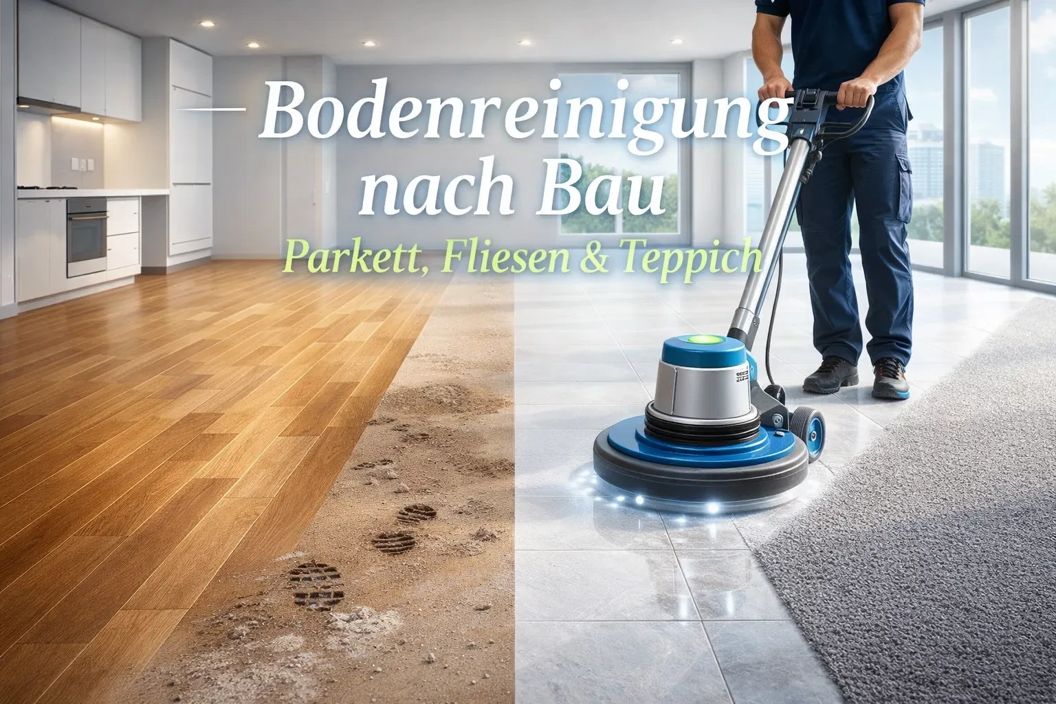 Bodenreinigung nach Bau: Parkett, Fliesen & Teppich