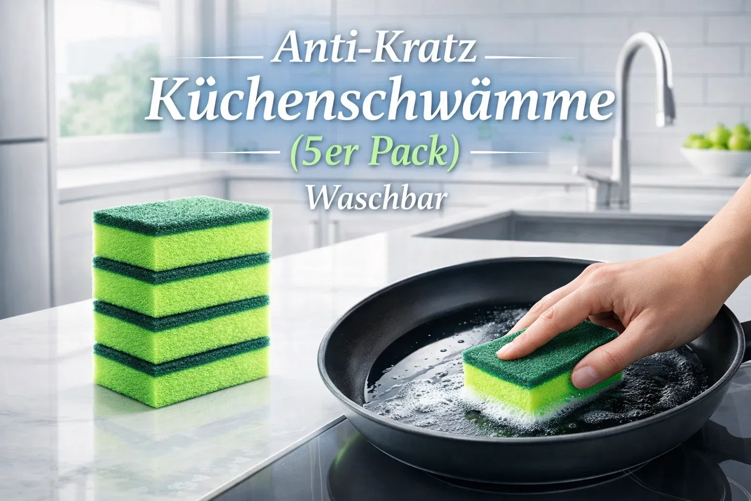 Anti-Kratz Küchenschwämme (5er Pack) - Waschbar - Reinigungsprodukt von Clean Augsburg
